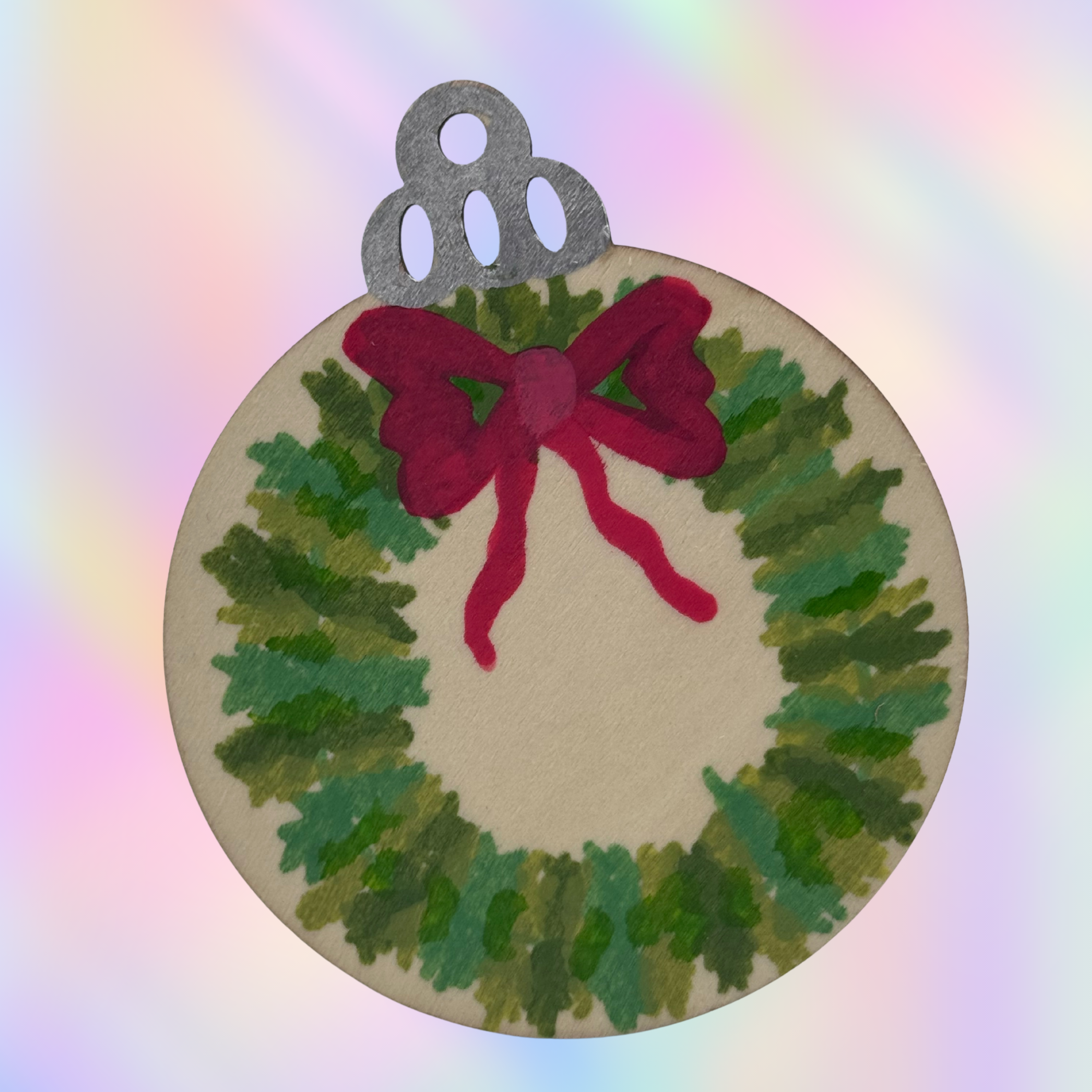 Wreath Hand-Painted Wooden Ornament