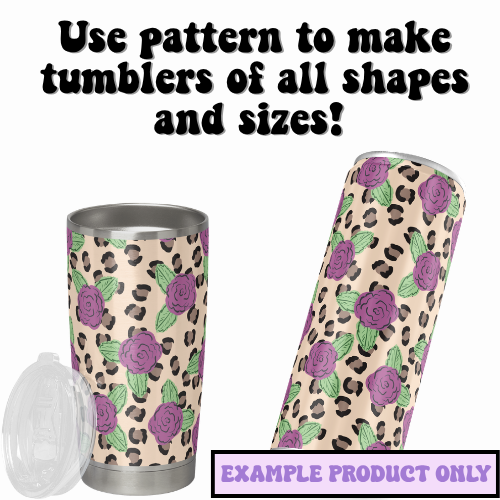 tumbler mockup showing seamless floral leopard print pattern wrap design